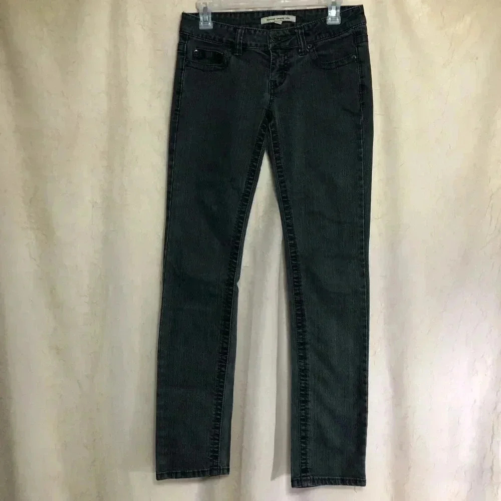 Forever 21 Skinny Jeans Women 27 Gray Charcoal Low Rise Stretch Denim
